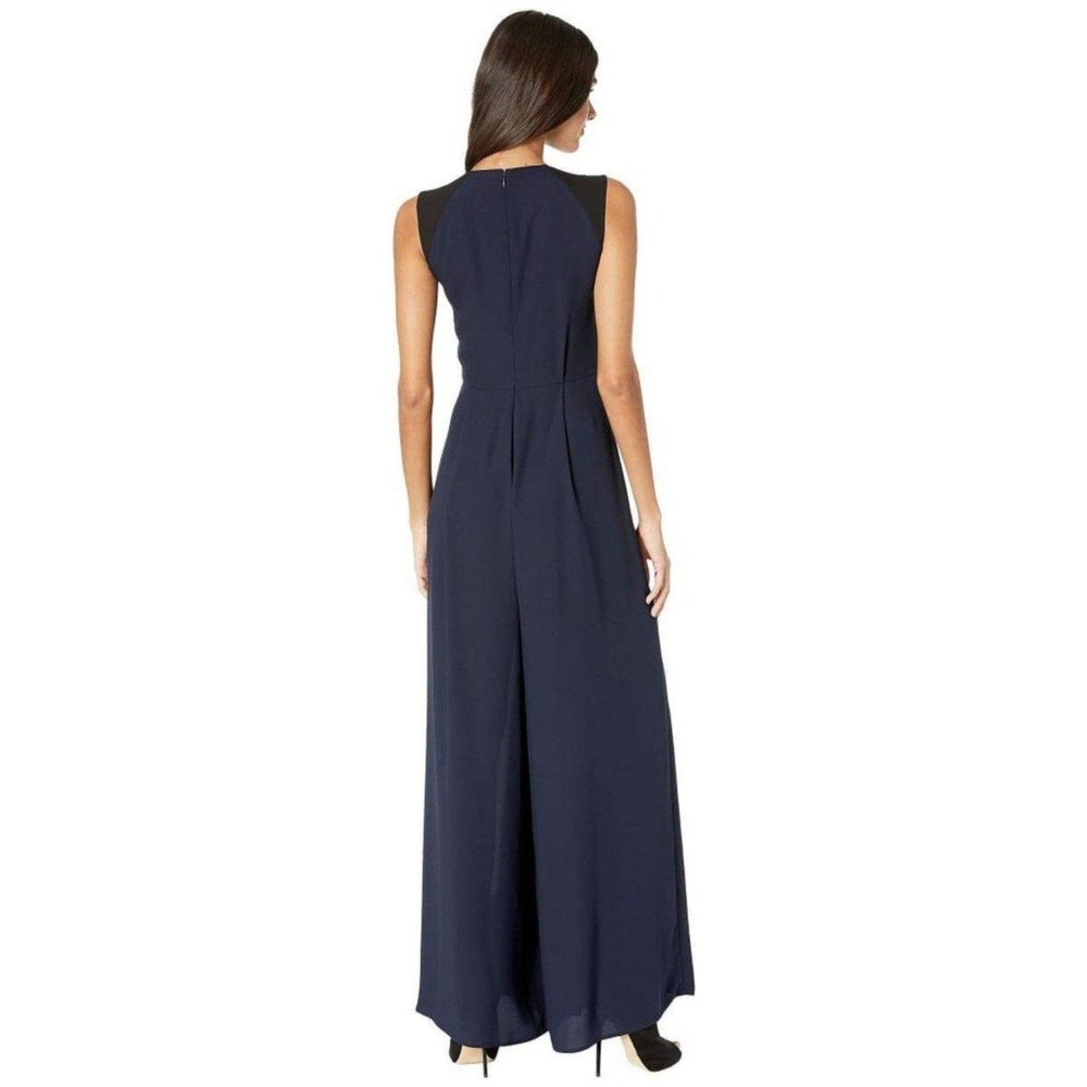 BCBGMAXAZRIA Sleeveless Wide Leg Overlay Jumpsuit Colorblock Pleated Formal - Picture 4 of 11